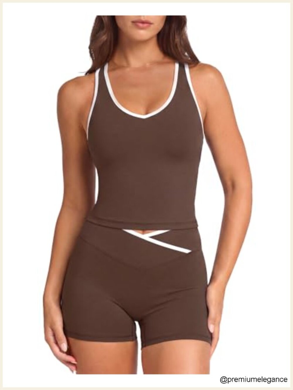Women's 2 Piece Workout Set with Built-in Bra Tank and High Waisted Biker Shorts